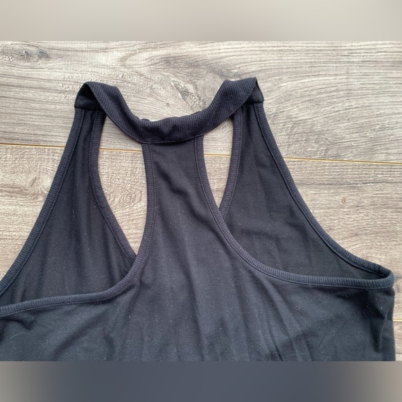 Athleta black racerback tank mini - midi ruched dress - soft, comfy - Picture 7 of 9